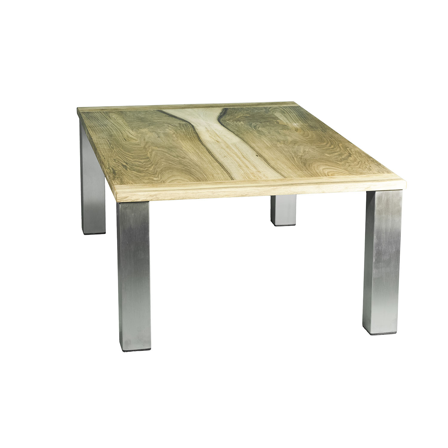 Table basse en noyer et inox