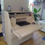 meuble scriban chene blanchi ouvert