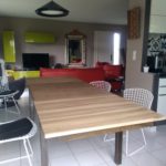 table noyer. ouverture centrale . 2 rallonges