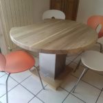table ronde noyer et inox