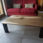 table basse noyer acier bruni